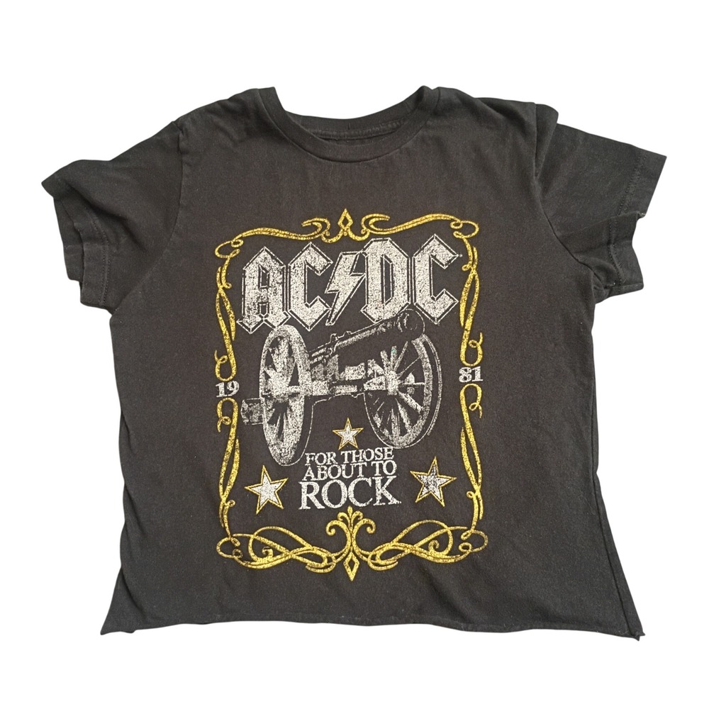 Brisco AC/DC Graphic Tee Womens XS Black For Those About To Rock Band Shirt